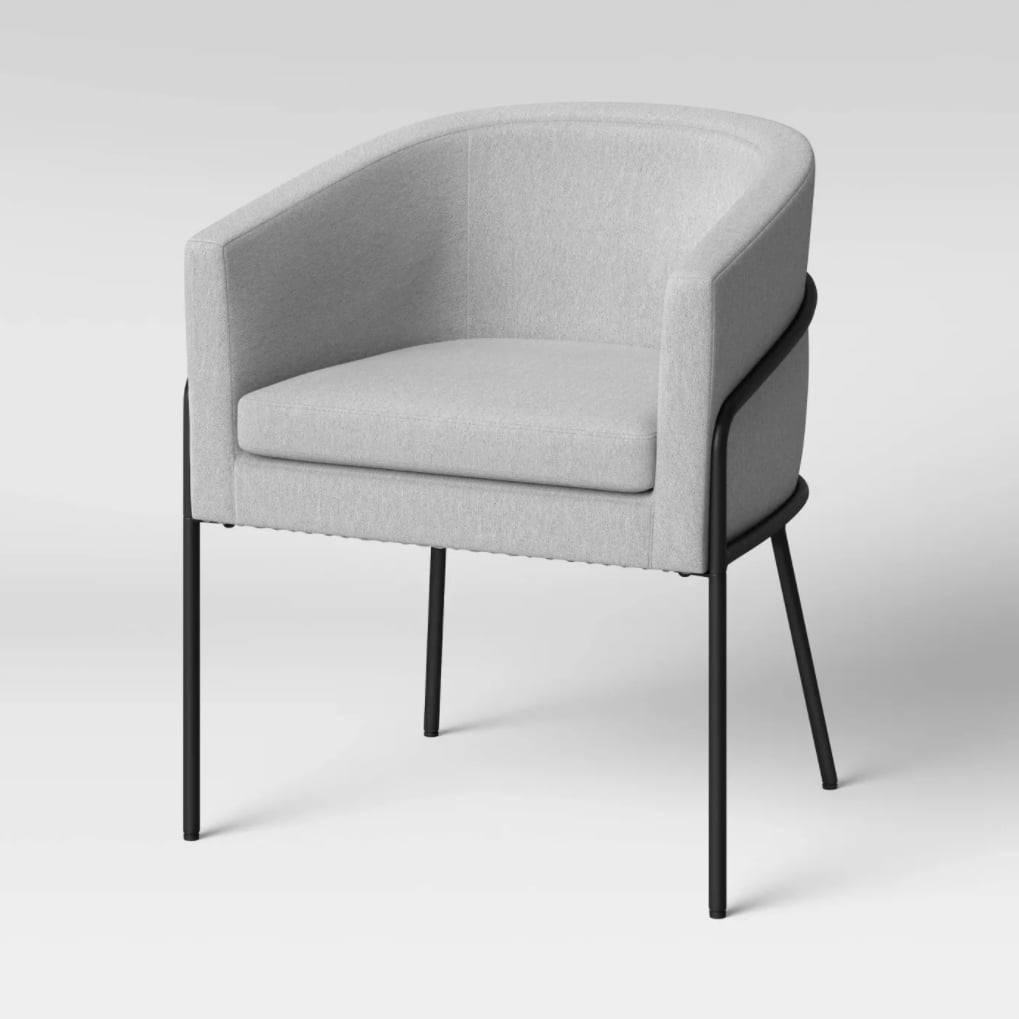 A Modern Accent Chair: Project 62 Modern Metal Base Barrel Chair
