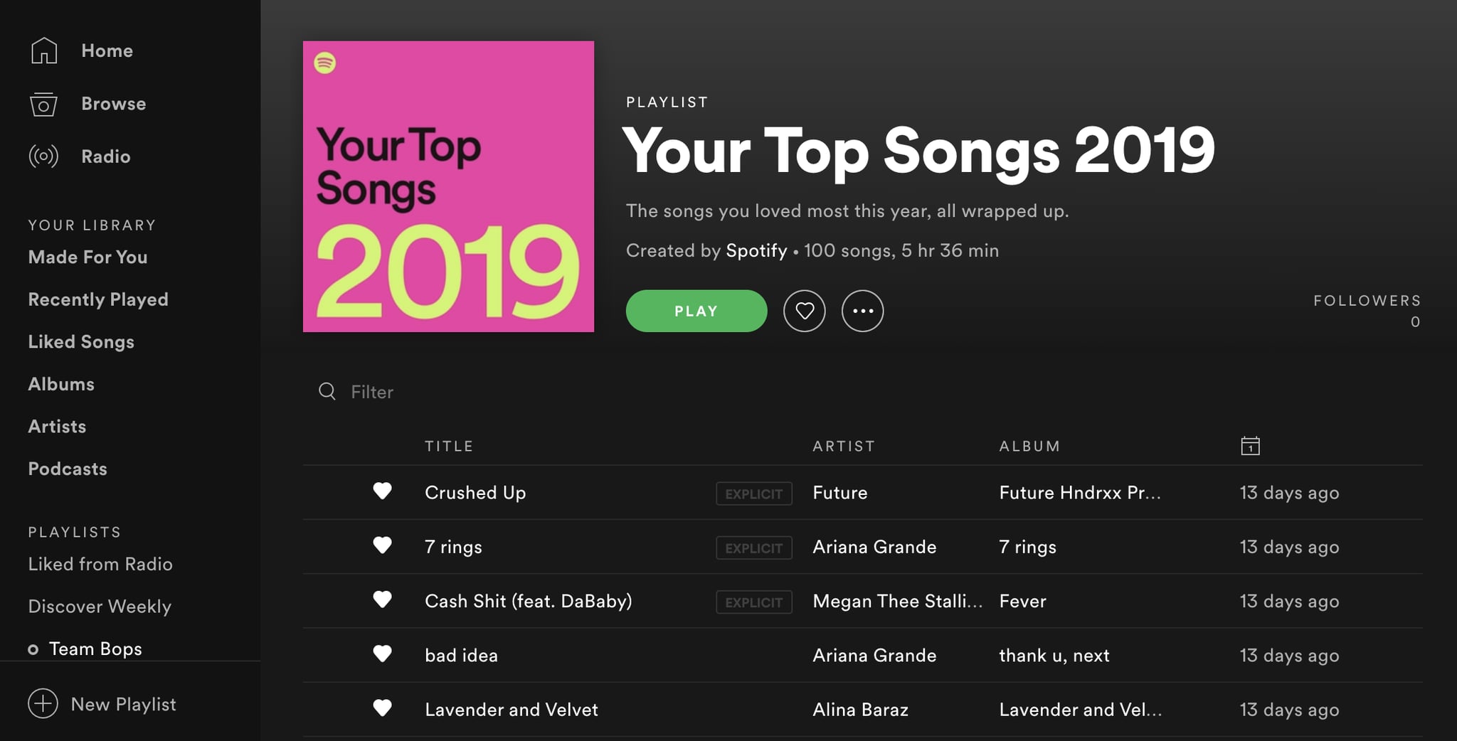 spotify top artists how to find