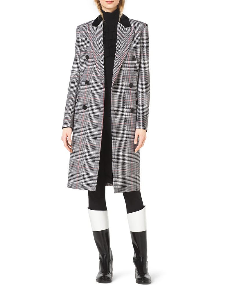 Michael Kors Plaid Double-Breasted Wool Coat