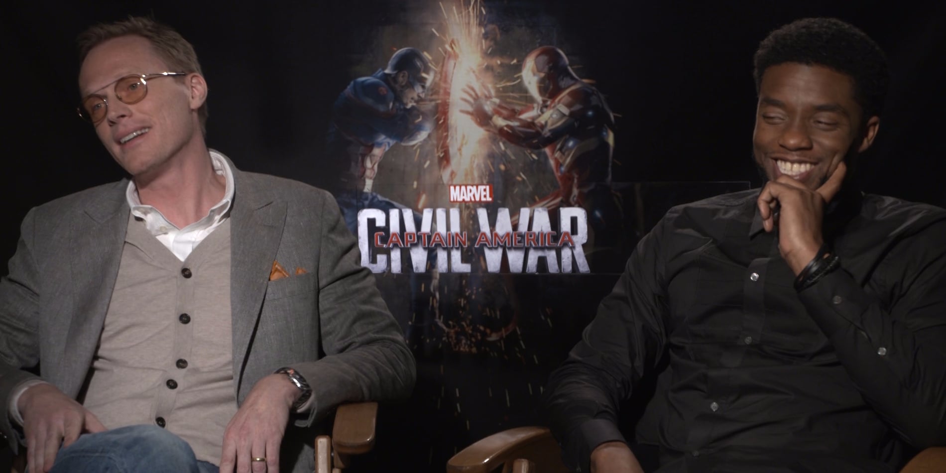 Chadwick Boseman & Paul Bettany Interview | Captain America | POPSUGAR ...