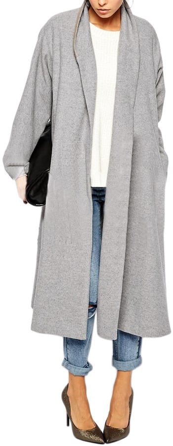 Romwe Lapel Pockets Long Grey Coat ($72)