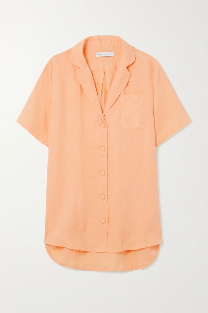 Faithfull The Brand Pastel Orange Charlita Linen Shirt