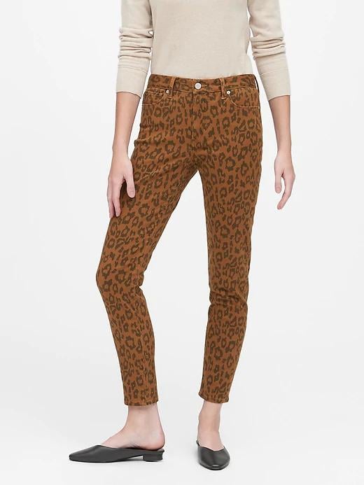 Mid-Rise Skinny Leopard Jeans