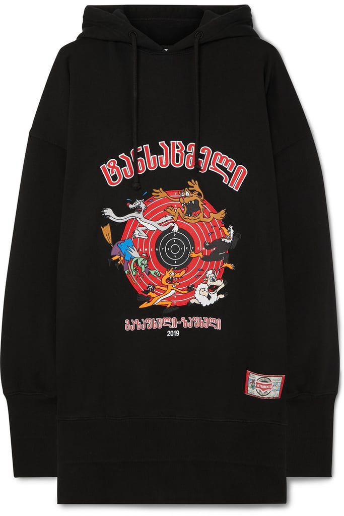 Vetements Cartoon Oversized Embroidered Cotton-Jersey Hoodie