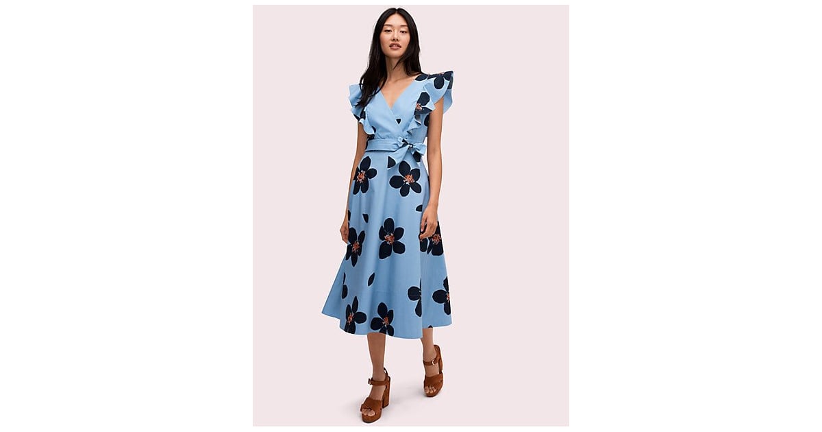 kate spade grand flora poplin midi dress