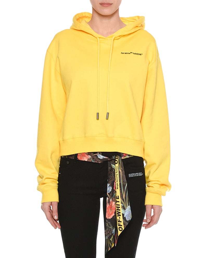 Off-White "Hoodie" Cropped Cotton Sweatshirt