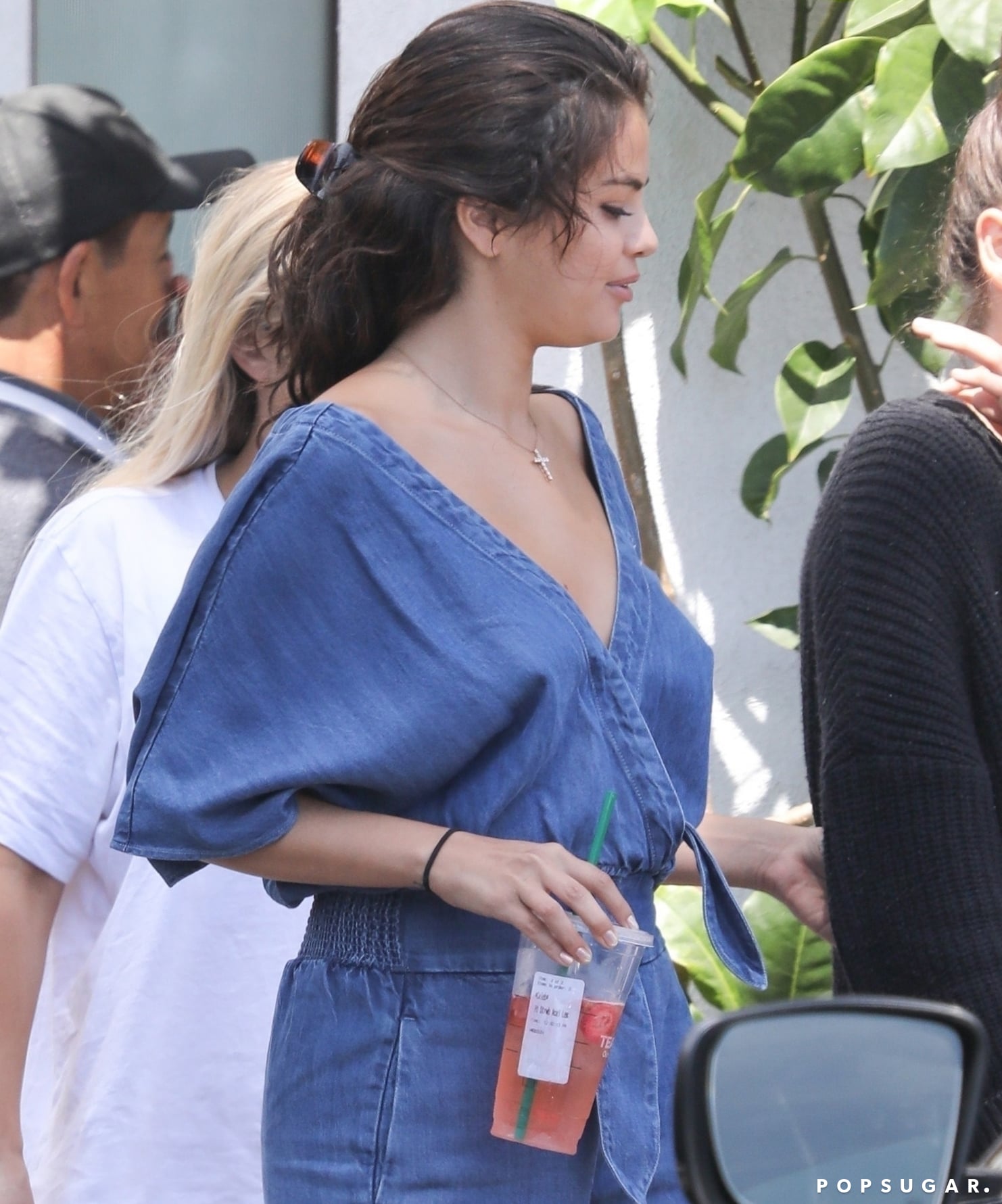 Selena gomez denim jumpsuit outlet