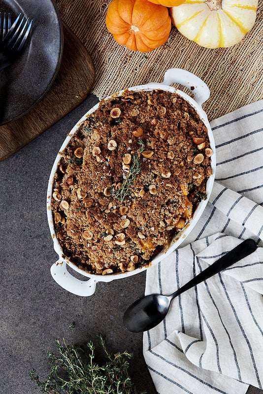 Grain-free Savory Butternut Squash and Kale Crumble