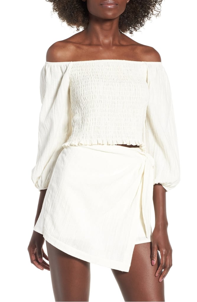 4SI3NNA Smocked Off the Shoulder Top