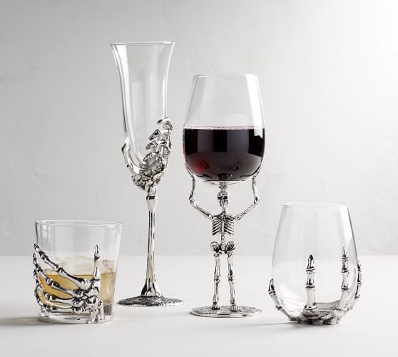 Pottery Barn Skeleton Stem Wine Glass