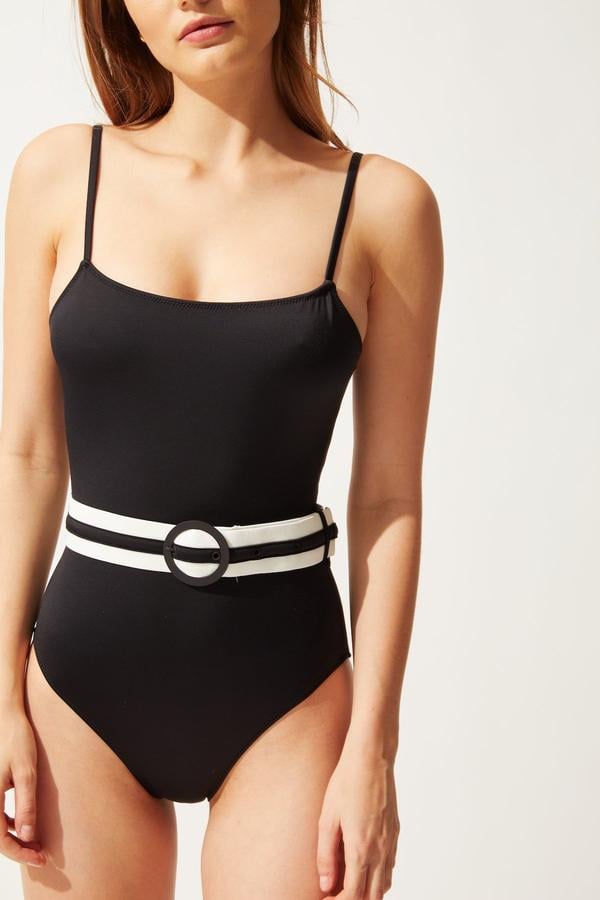 Solid & Striped Nina Belted Swimsuit in Black