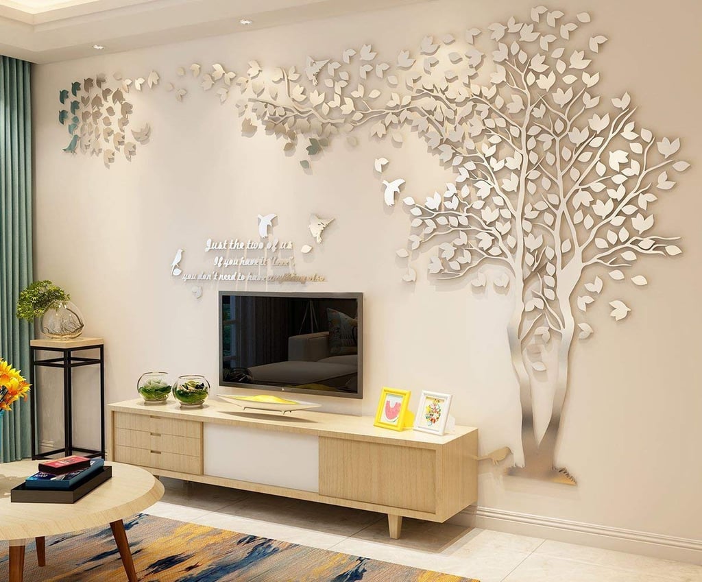 3D Silver Tree Wall Decals