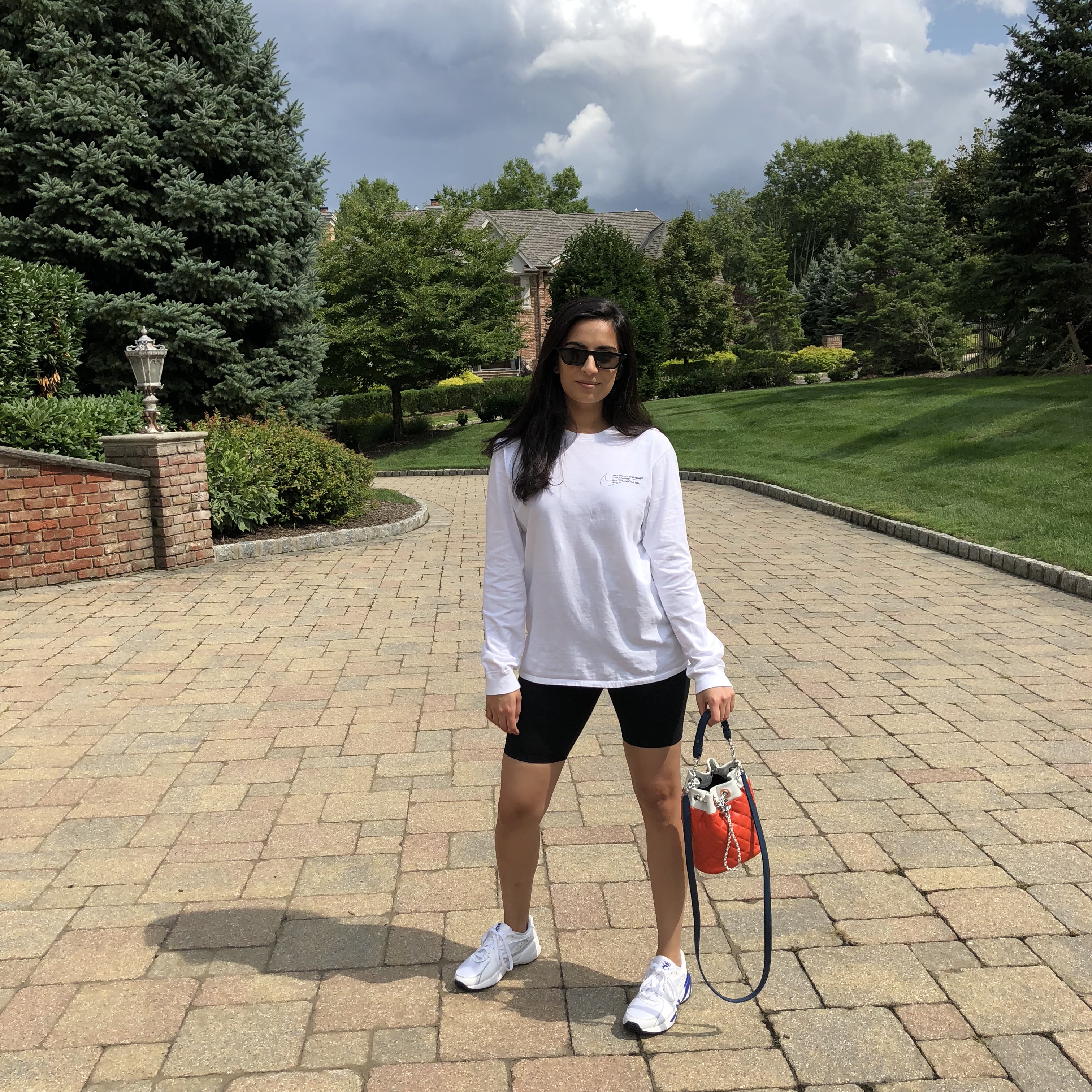 Fila biker shorts outfit sales