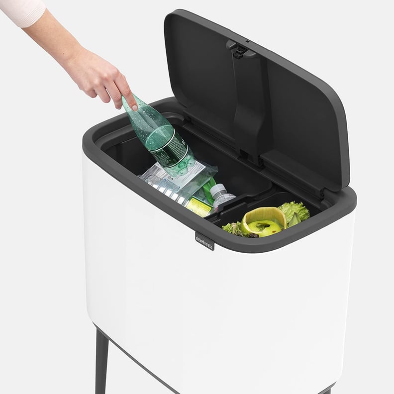 Bo Touch Steel Touch Top Multi-Compartments Trash & Recycle Bin in White