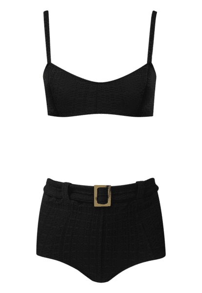 Lisa Marie Fernandez Genevieve Black Belted High-Waisted Bikini