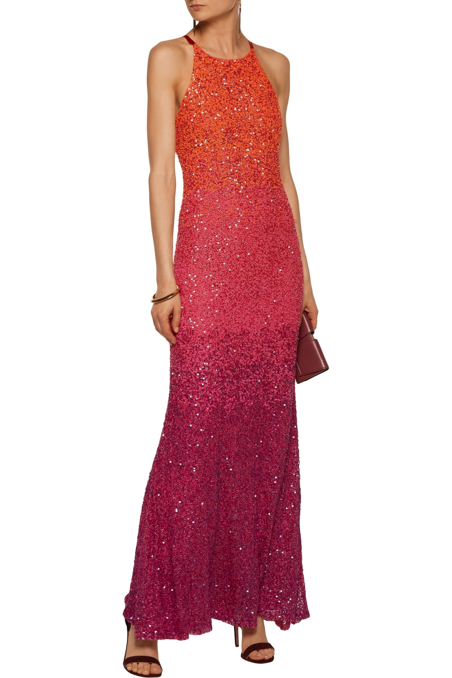 Badgley Mischka Metallic Sequined D grad Tulle Gown Kate