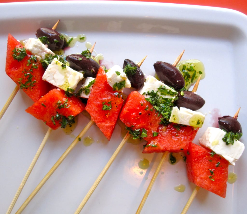 Watermelon, Black Olive, and Feta Skewers