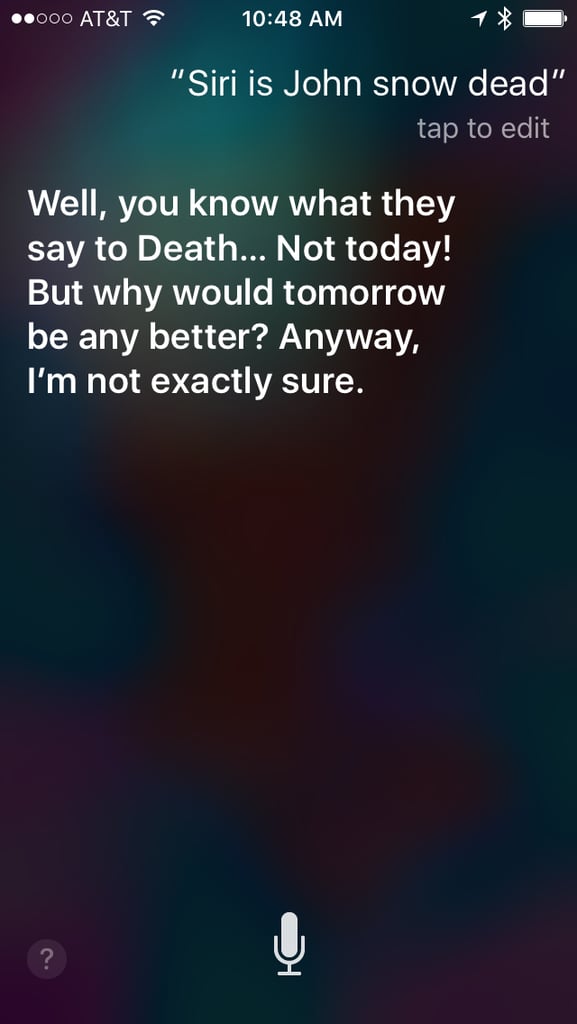 Apparently, Siri has been taking "dancing" lessons with Syrio Forel.