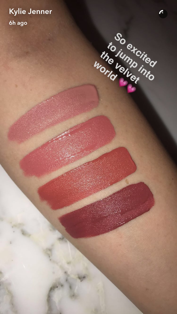 All Four Swatches of Kylie's Velvet Lip Kit