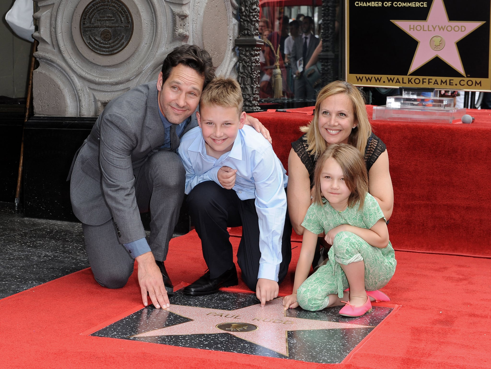 HOLLYWOOD, CA - JULY 01:  Actor Paul Rudd, wife Julie Yaeger, son Jack Rudd and daughter Darby Rudd attend the ceremony honoring Paul Rudd with a star on the Hollywood Walk of Fame on July 1, 2015 in Hollywood, California.  (Photo by Axelle/Bauer-Griffin/FilmMagic)