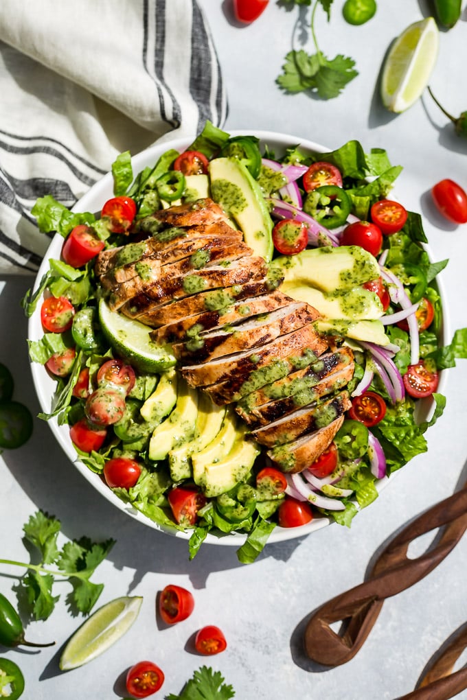 Guacamole Salad with Grilled Chipotle Chicken