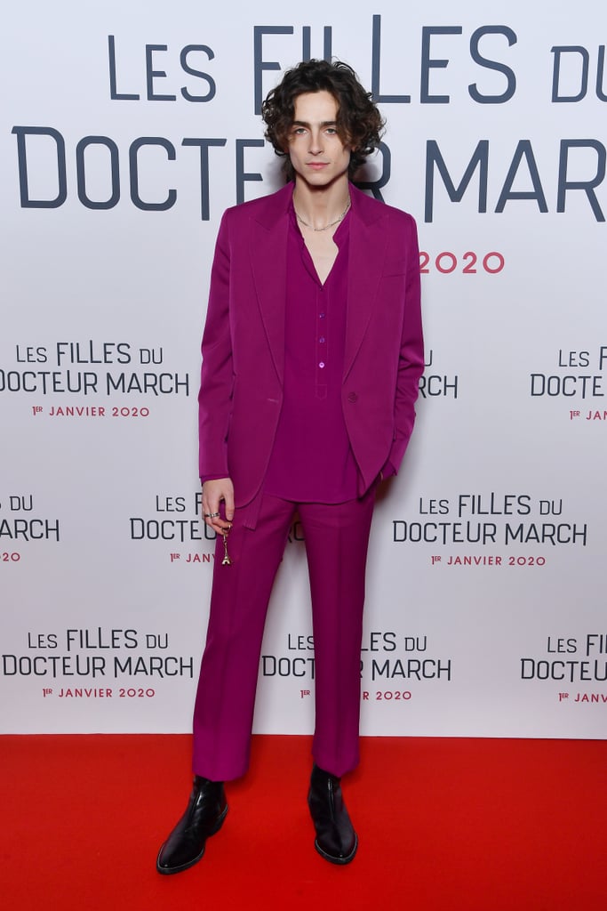 Timothee Chalamet's Raspberry-Coloured Suit on the Red Carpet