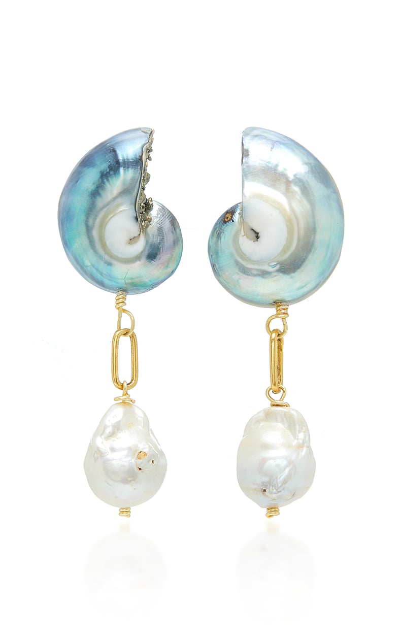 Brinker & Eliza Snow Day 24K Gold-Plated Pearl and Shell Earrings