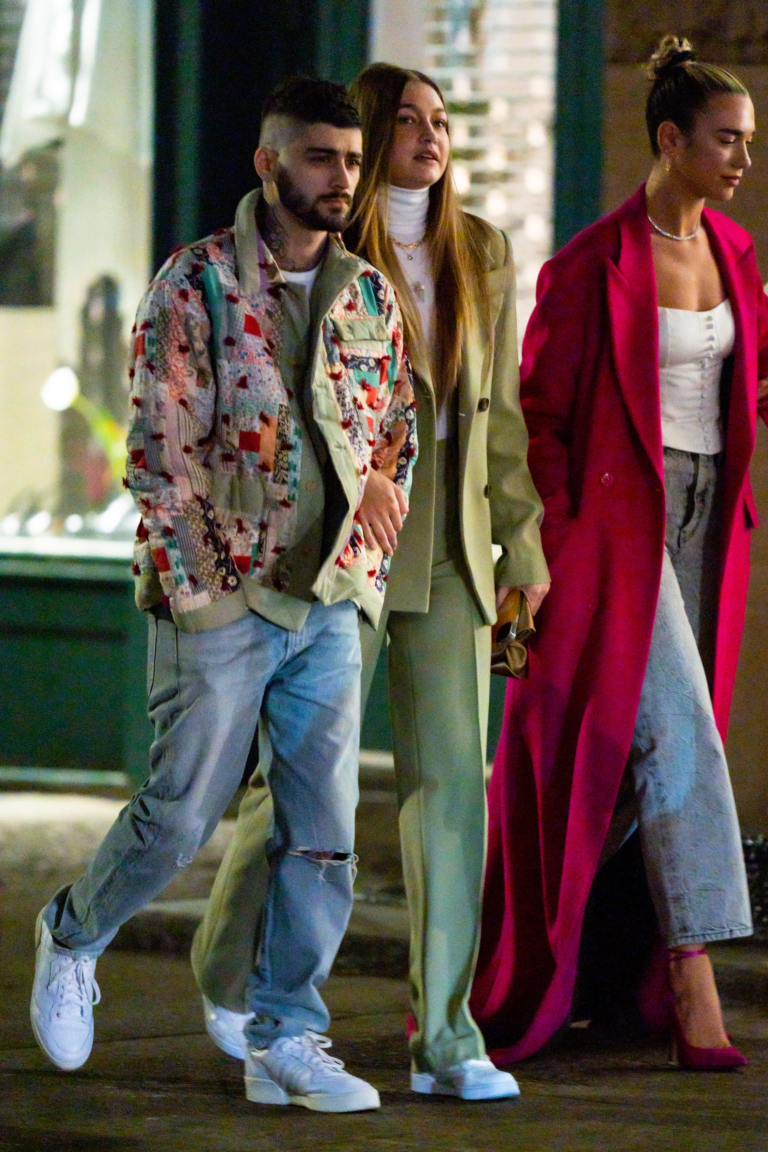 Zayn Malik With Gigi Hadid Wearing a Patchwork Coat in NYC | POPSUGAR ...