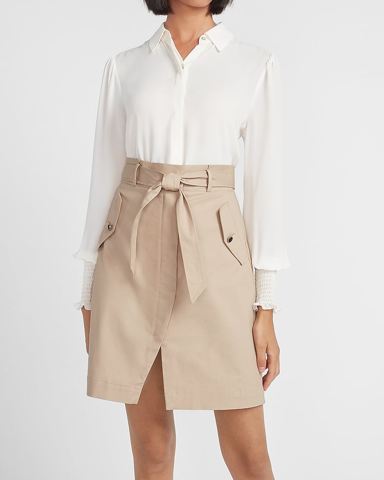 Express High Waisted Slit Front Utility Skirt