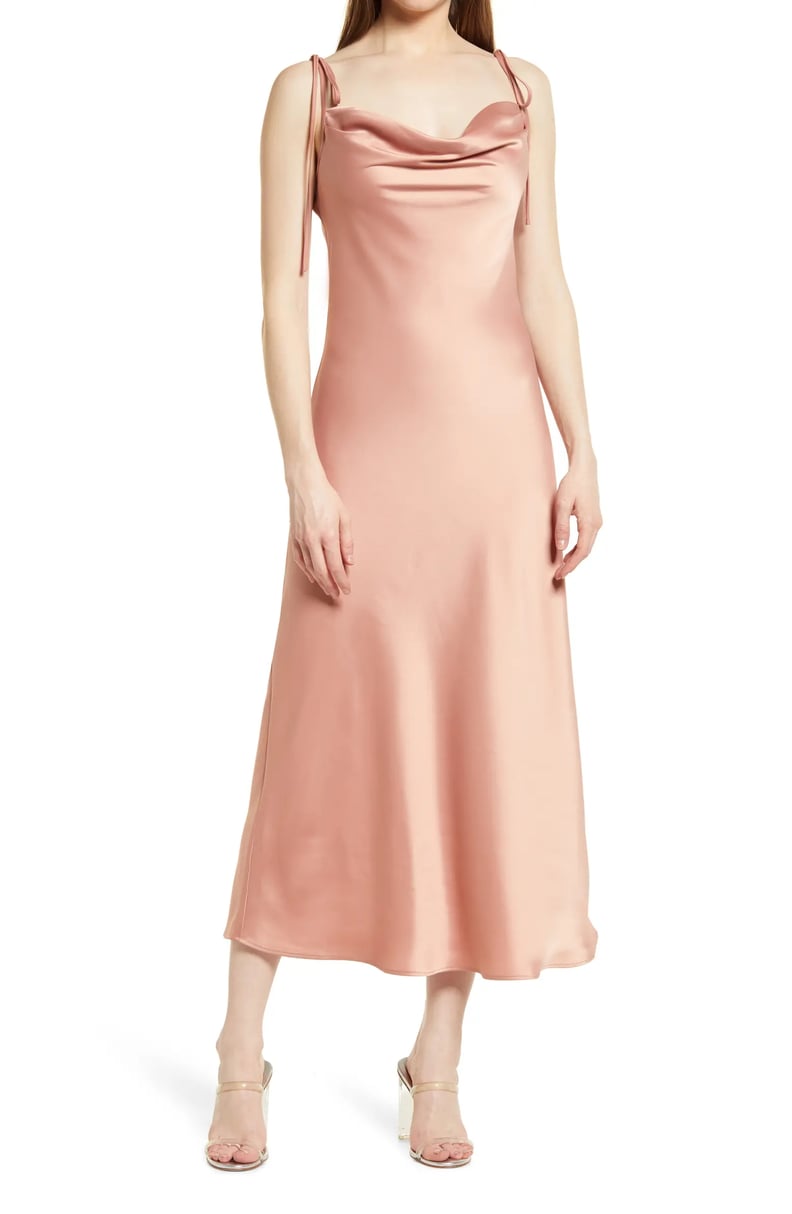 WAYF Beverly Cowl-Neck Midi Dress