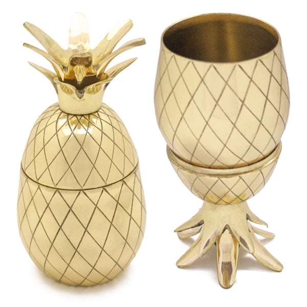 Brass Pineapple Tumbler in Gold