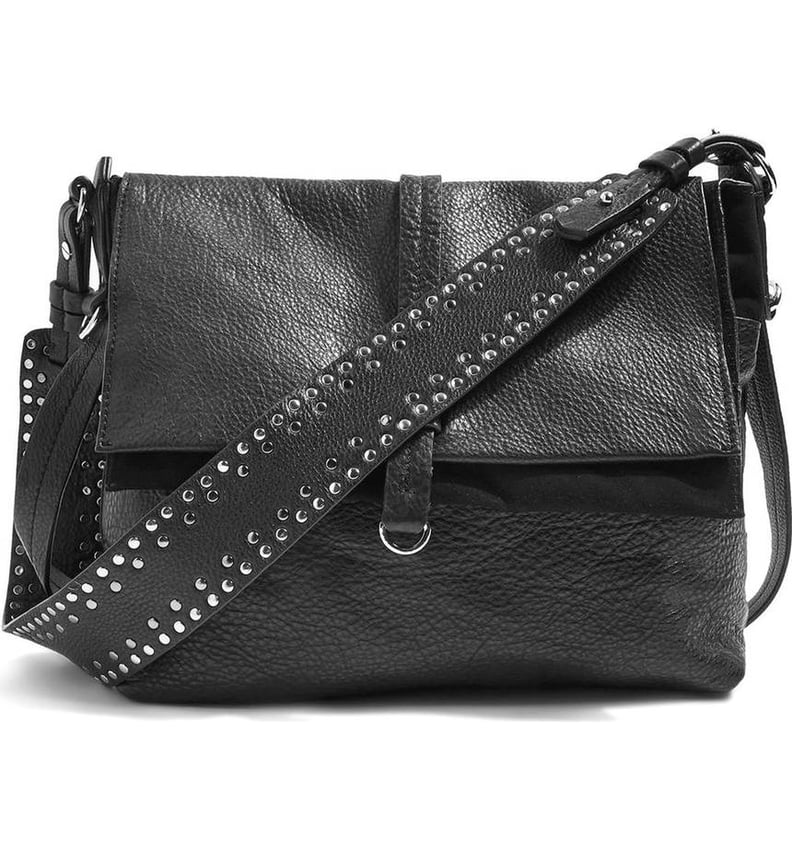 Topshop Premium Leather Studded Calfskin Hobo Bag