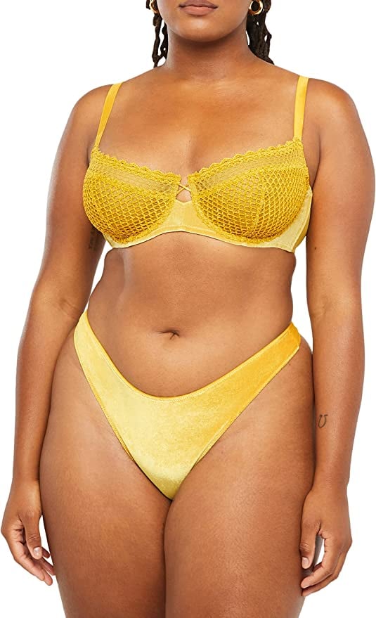 A Yellow Set: Savage x Fenty Velvet Vixen High-Leg Thong Panty and Unlined  Balconette Bra, Shop 10 of the Hottest Pieces From the Savage x Fenty Show