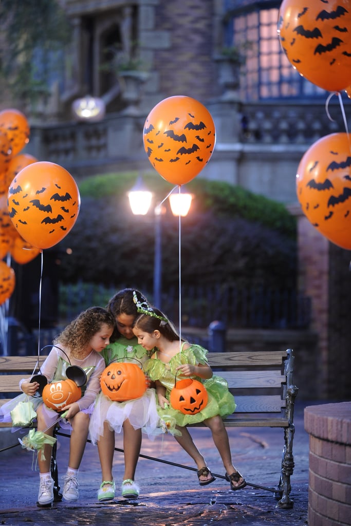 Halloween balloons accompany trick-or-treaters.
