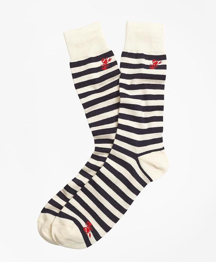 Brooks Brothers Thin Stripe With Lobster Motif Crew Socks ($20)