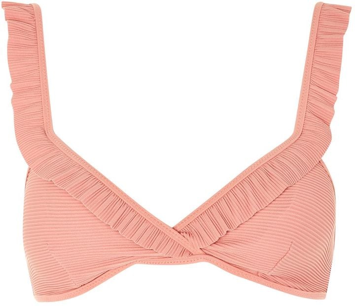 Topshop Ribbed Frill Bikini Crop Top