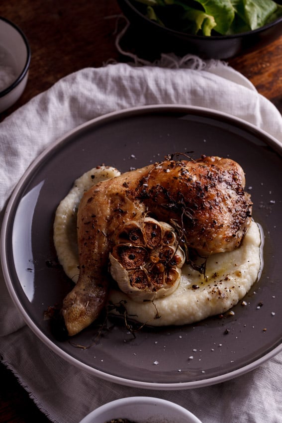 Garlic Roasted Chicken With Cauliflower Puree 8 Chicken