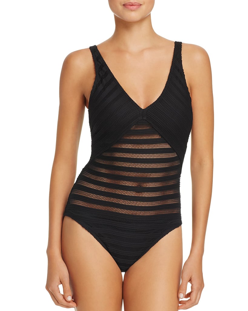 Lauren Ralph Lauren Mesh V-Neck One-Piece