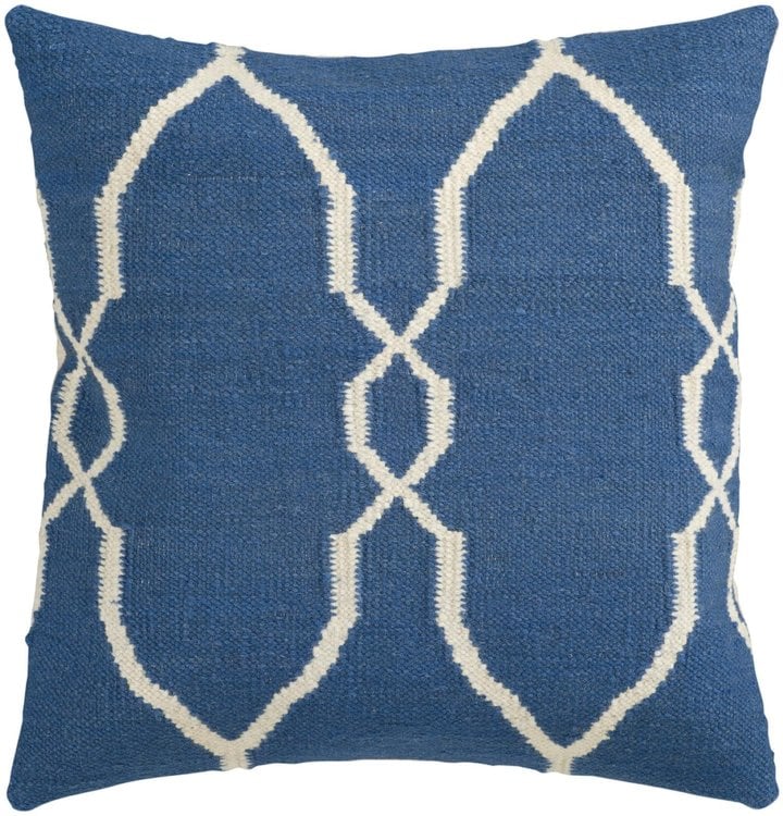 Surya Juxtaposed Geometric Polyester Pillow, Blue, 22" x 22"