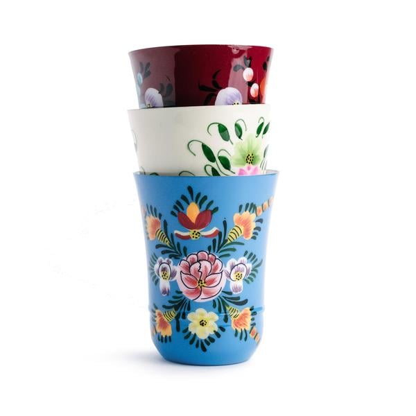 Enameled Floral Tumbler