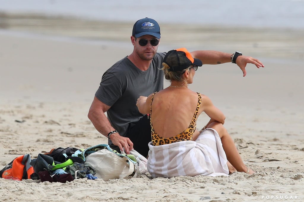 Chris Hemsworth and Elsa Pataky Kissing Beach Pictures 2018