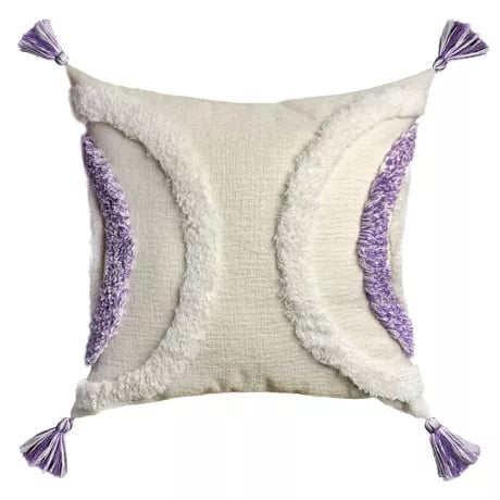 Half Moon Chenille Tufting Square Throw Pillow in Wisteria