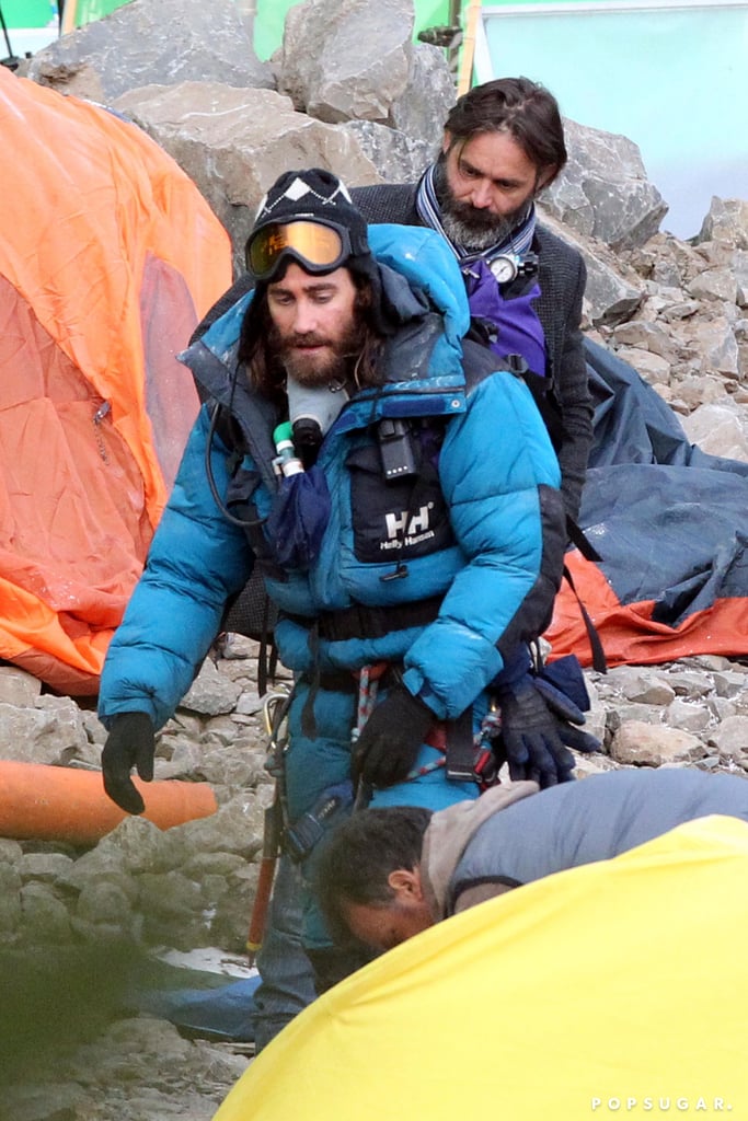Jake Gyllenhaal filmed Everest in Rome on Wednesday while wearing full mountain-climbing gear.