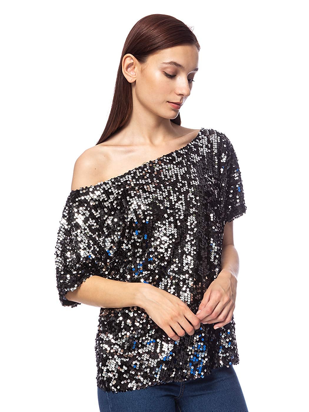 Anna-Kaci One-Shoulder Sequin Top, The Chicest Sequin Tops on ,  Because Everyone Could Use a Party Top