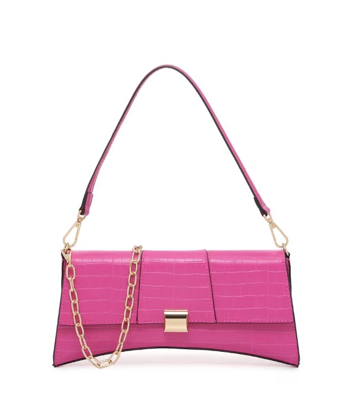 Margot Maria Croc-Embossed Leather Satchel Bag