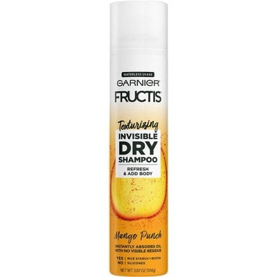 Best Dry Shampoo For Dark Hair: Garnier Fructis Texturizing Invisible Dry Shampoo in Mango Punch