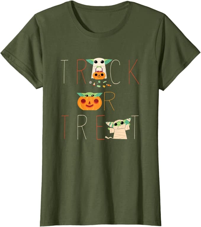 An Adorable Baby Yoda T-Shirt: Star Wars "The Mandalorian" Grogu Trick or Treat Halloween T-Shirt