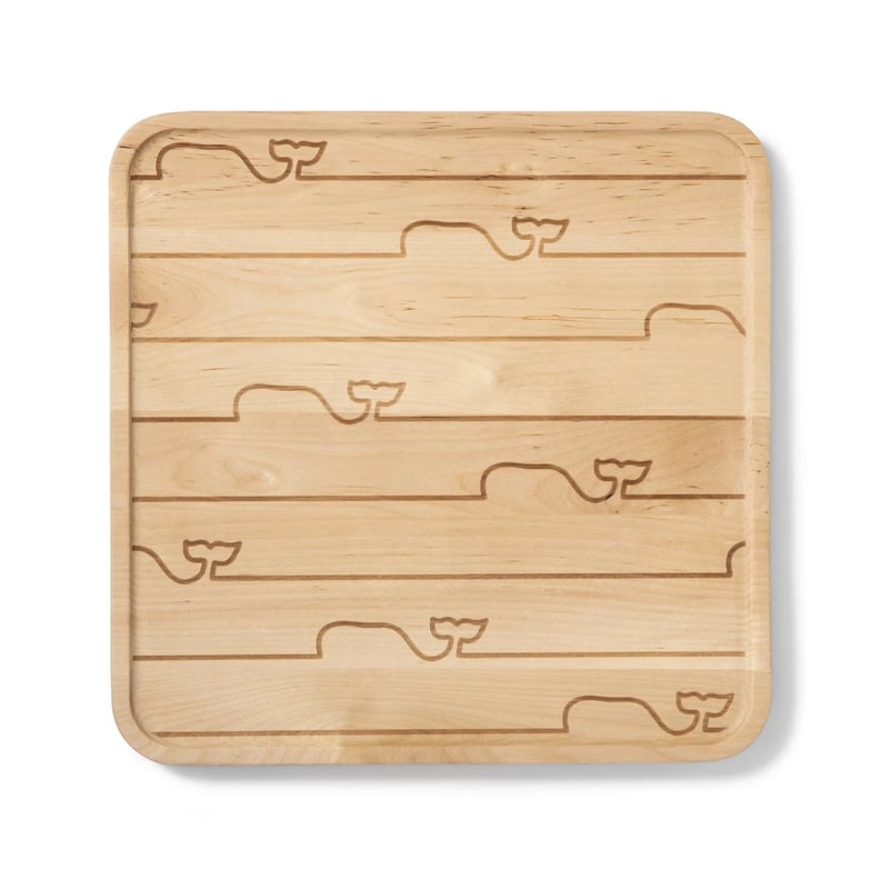 Whale Line Square Wooden Serving Tray