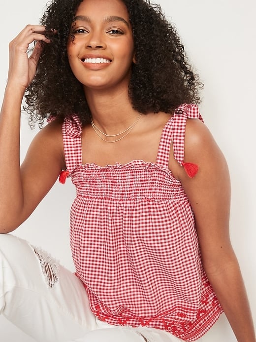 Old Navy Smocked Tie-Shoulder Printed Sleeveless Top