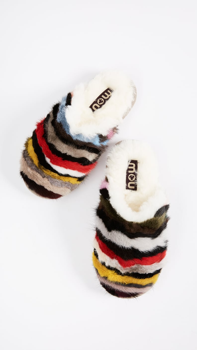 ONE by Mou Mink Stripey Slippers
